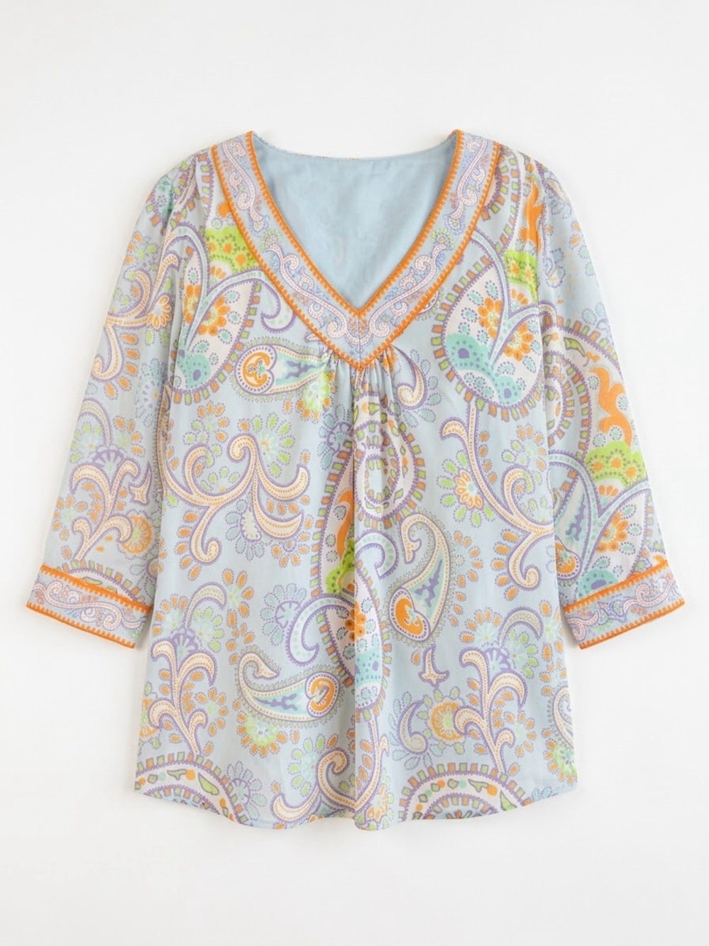 Gretchen Scott Paisley Paradise georgette V-neck tunic size small